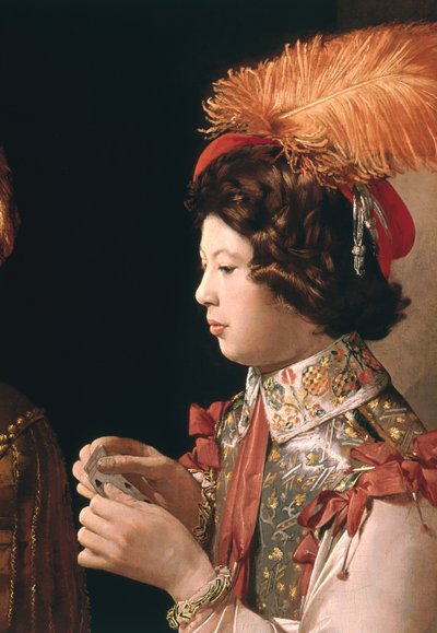 El tramposo con el as de diamantes (detalle) de Georges de La Tour